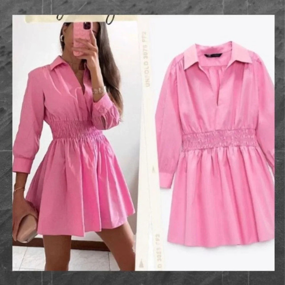 Zara Womens Bloggers Favorite Barbie Mini Dress Pink Size XL - Picture 1 of 14